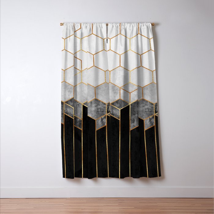 Charcoal Hexagons Window Curtain Gallery Image 3