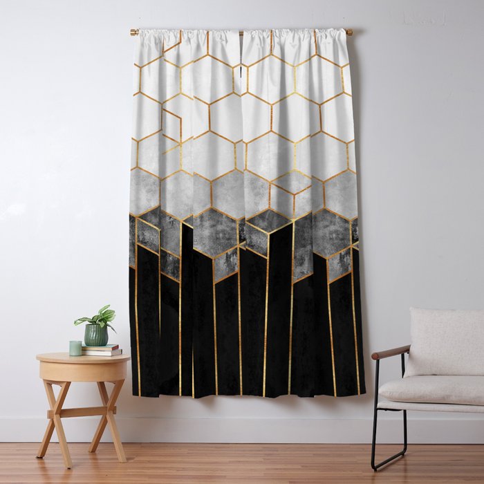Charcoal Hexagons Window Curtain Gallery Image 5