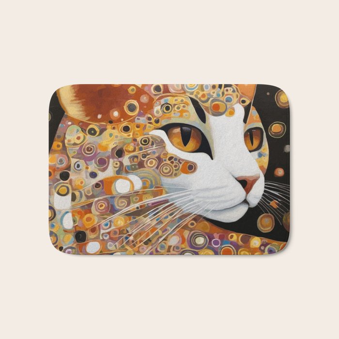 Klimt Cat with Almond Eyes Bath Mat Gallery Image 1