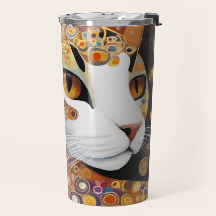 Klimt Cat with Almond Eyes Travel Mug Gallery Image 2