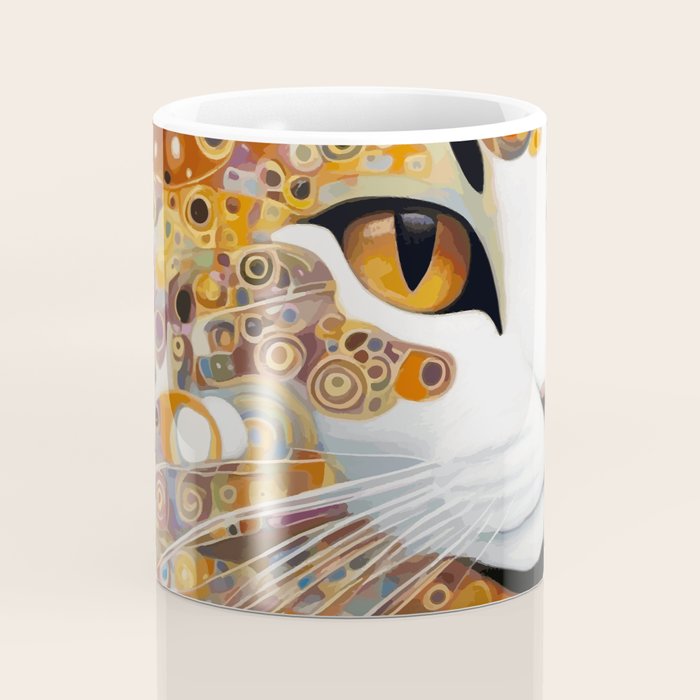 Klimt Cat with Almond Eyes Coffee Mug Gallery Image 4