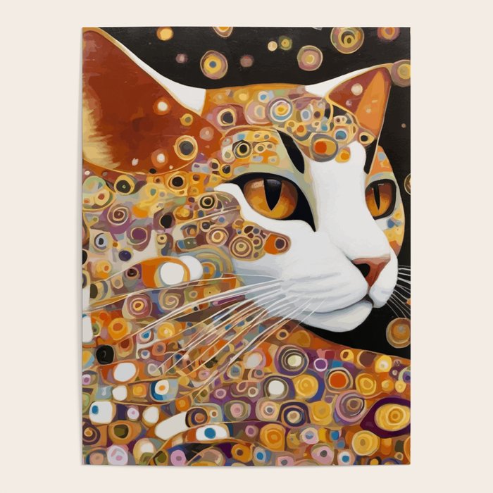 Klimt Cat with Almond Eyes Poster Gallery Image 1