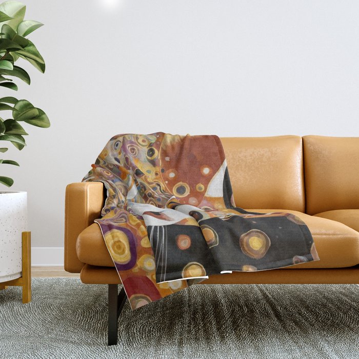 Klimt Cat with Almond Eyes Throw Blanket Gallery Image 1