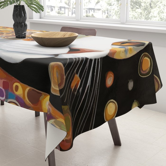 Klimt Cat with Almond Eyes Tablecloth Gallery Image 3