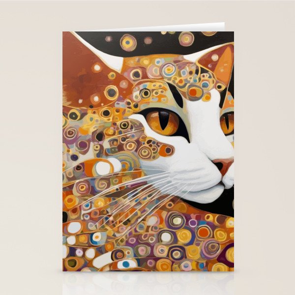 Klimt Cat with Almond Eyes Stationery Card Gallery Image 2