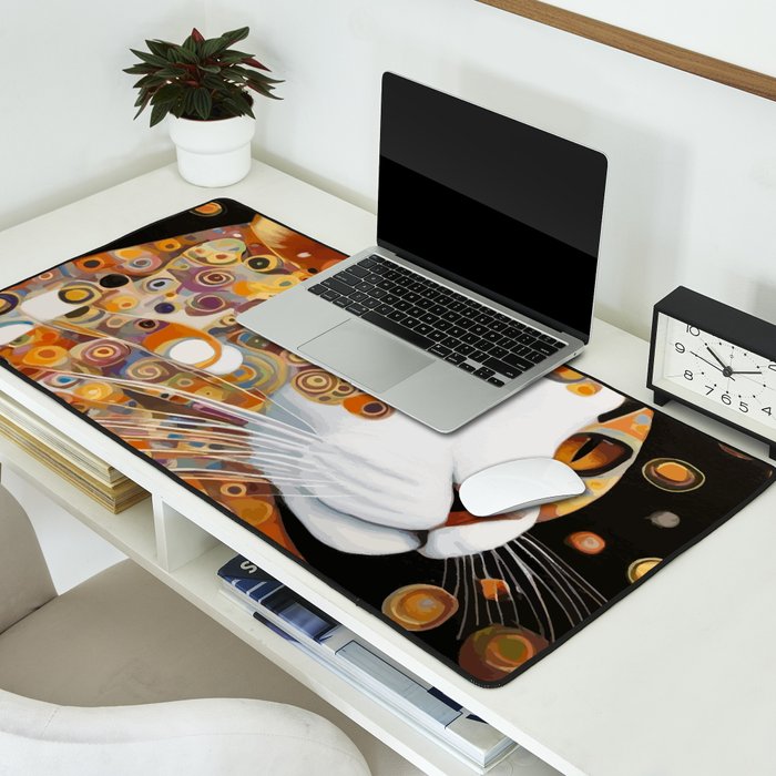 Klimt Cat with Almond Eyes Desk Mat Gallery Image 2