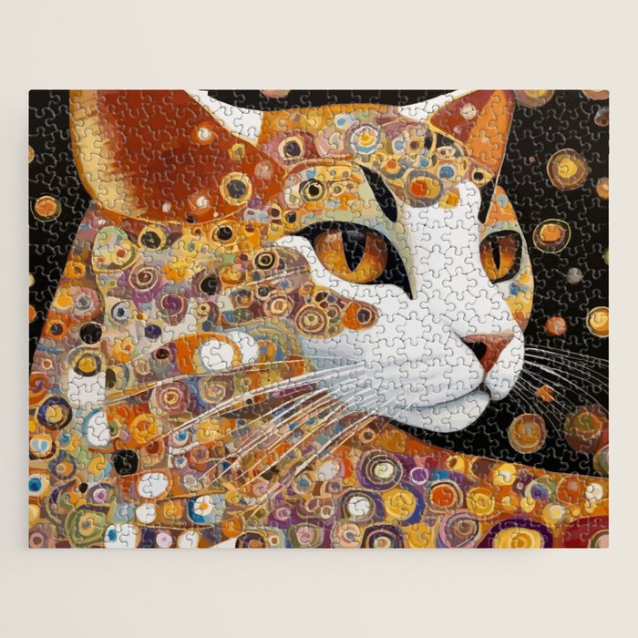 Klimt Cat with Almond Eyes Jigsaw Puzzle Gallery Image 1