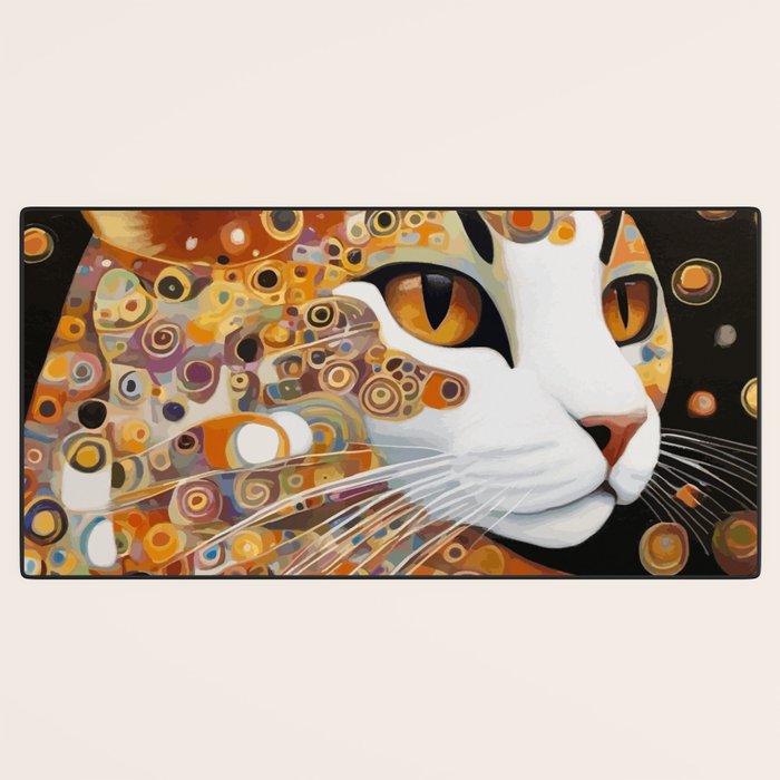 Klimt Cat with Almond Eyes Desk Mat Gallery Image 3