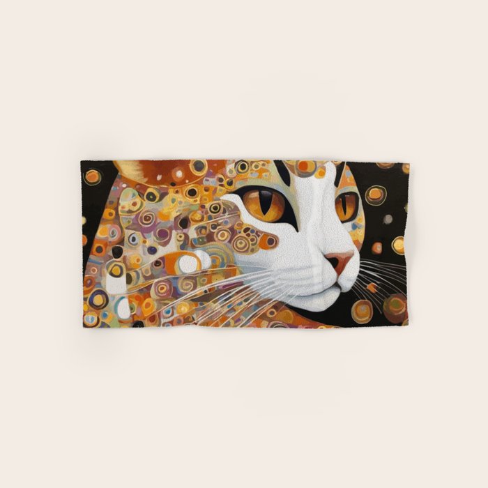 Klimt Cat with Almond Eyes Bath Towel Gallery Image 1