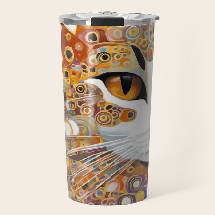 Klimt Cat with Almond Eyes Travel Mug Gallery Image 1