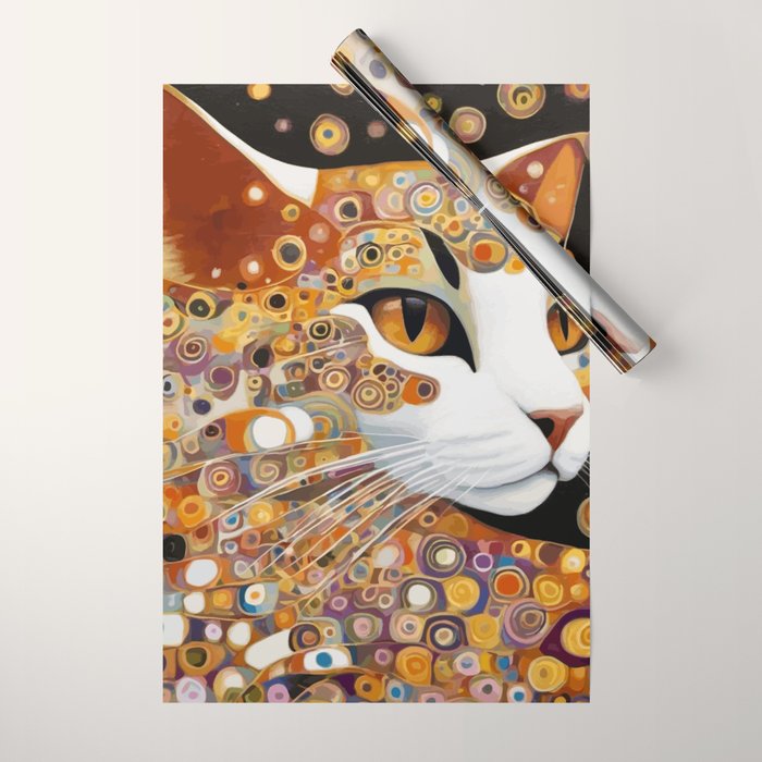Klimt Cat with Almond Eyes Wrapping Paper Gallery Image 1