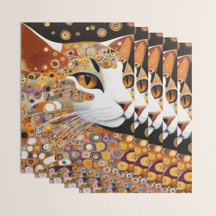 Klimt Cat with Almond Eyes Wrapping Paper Gallery Image 3