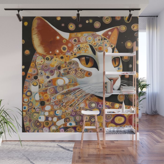Klimt Cat with Almond Eyes Wall Mural Gallery Image 1