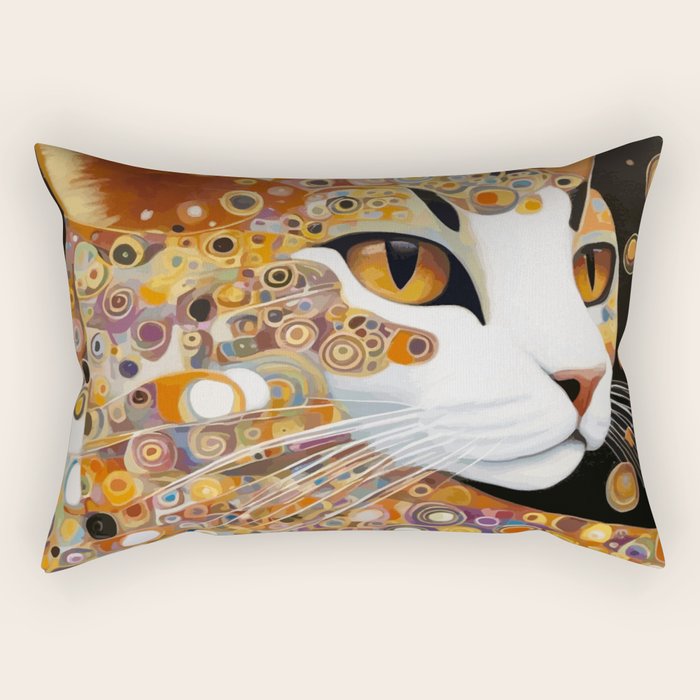 Klimt Cat with Almond Eyes Rectangular Pillow Gallery Image 2