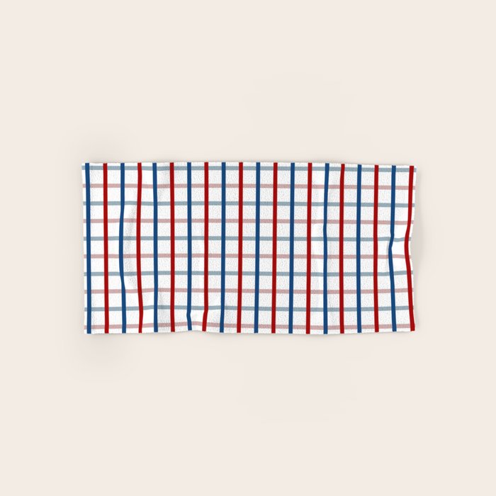 Blue Red Tattersall Plaid Pattern Bath Towel Gallery Image 1