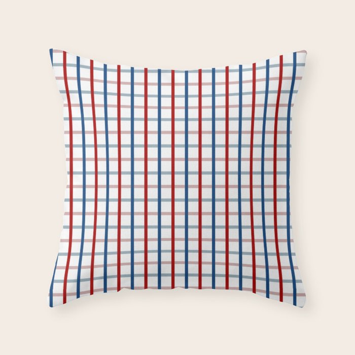 Blue Red Tattersall Plaid Pattern Throw Pillow Gallery Image 6