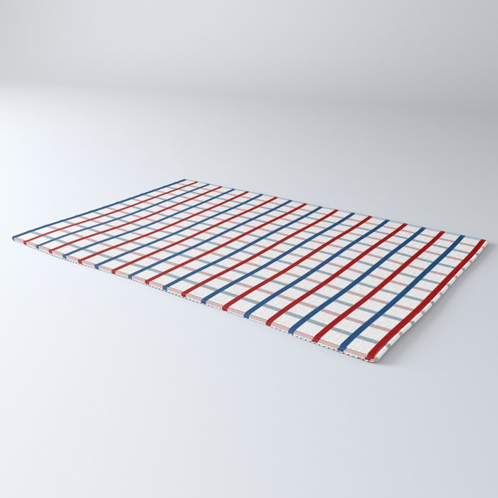 Blue Red Tattersall Plaid Pattern Rug Gallery Image 3