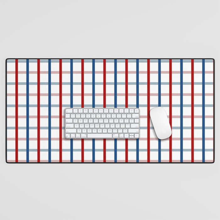 Blue Red Tattersall Plaid Pattern Desk Mat Gallery Image 1