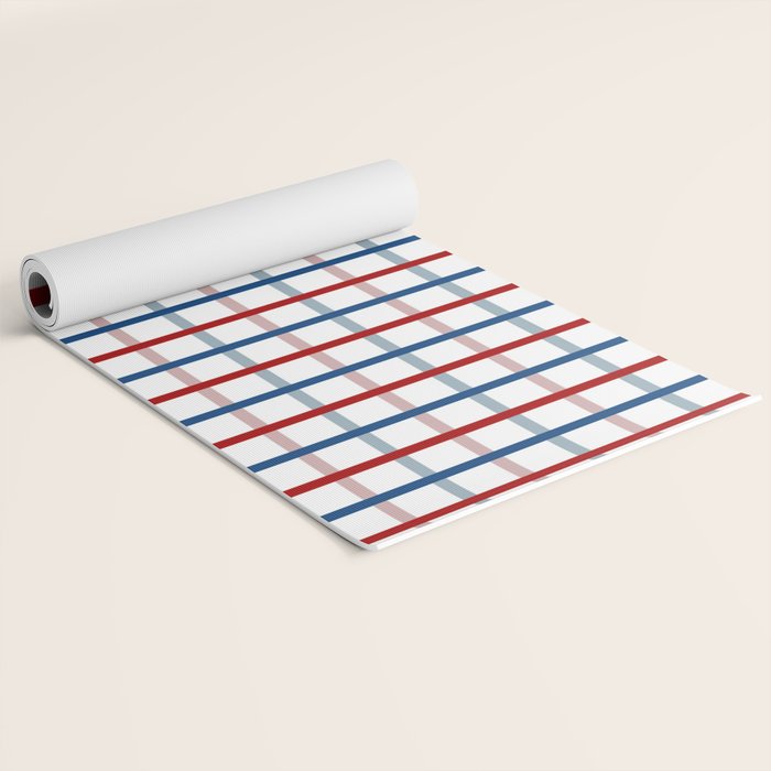 Blue Red Tattersall Plaid Pattern Yoga Mat Gallery Image 2