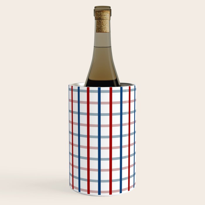 Blue Red Tattersall Plaid Pattern Wine Chiller Gallery Image 2