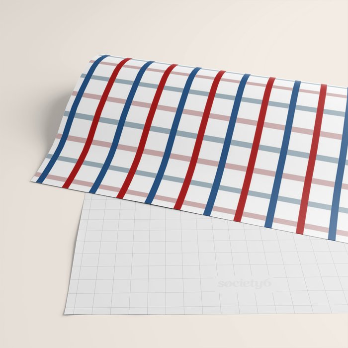 Blue Red Tattersall Plaid Pattern Wrapping Paper Gallery Image 2