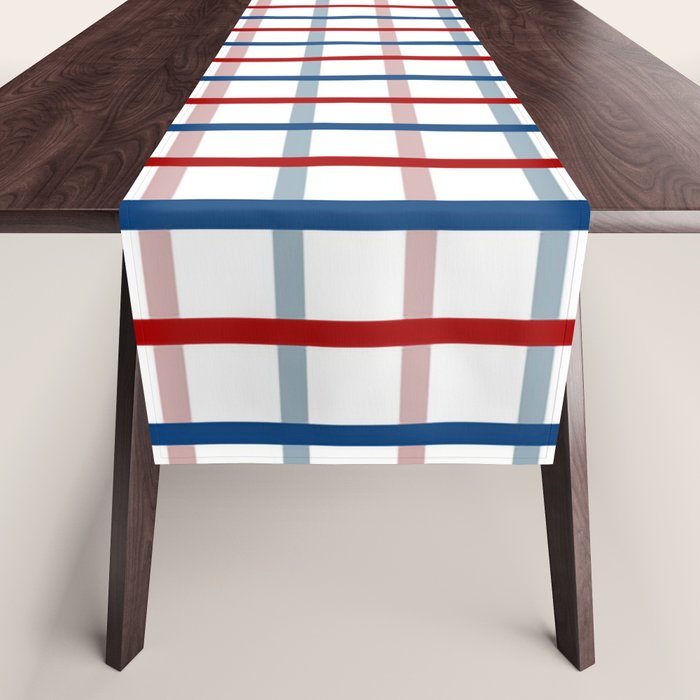 Blue Red Tattersall Plaid Pattern Table Runner Gallery Image 1