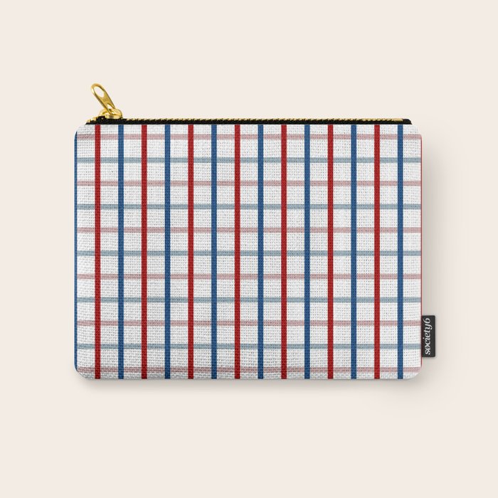 Blue Red Tattersall Plaid Pattern Carry All Pouch Gallery Image 1