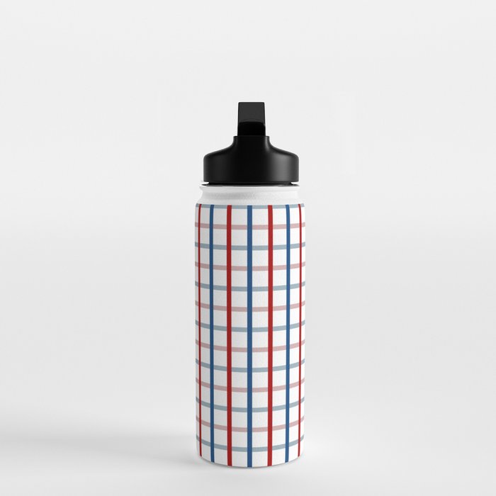 Blue Red Tattersall Plaid Pattern Water Bottle Gallery Image 3