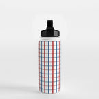 Blue Red Tattersall Plaid Pattern Water Bottle Gallery Image 2