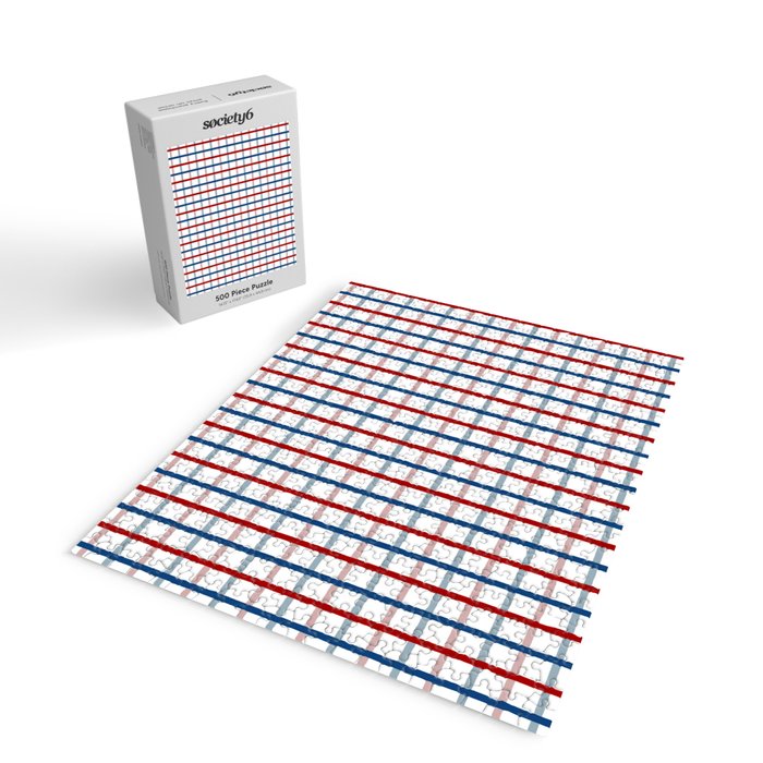 Blue Red Tattersall Plaid Pattern Jigsaw Puzzle Gallery Image 2