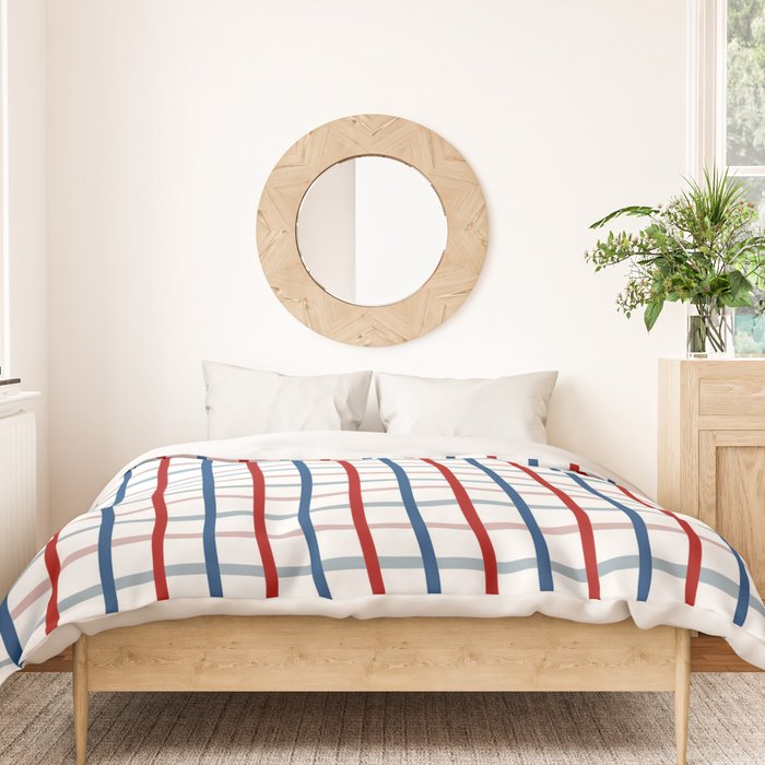 Blue Red Tattersall Plaid Pattern Duvet Cover Gallery Image 3
