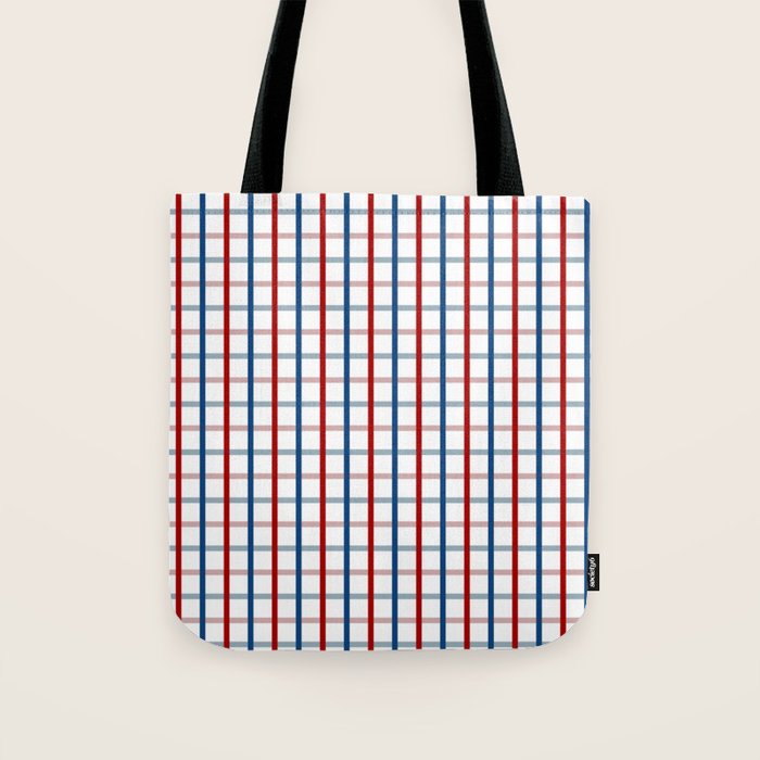 Blue Red Tattersall Plaid Pattern Tote Bag Gallery Image 1