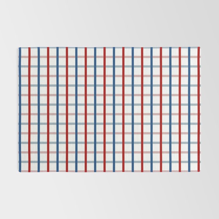 Blue Red Tattersall Plaid Pattern Rug Gallery Image 2