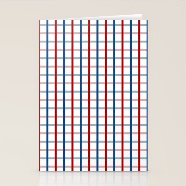 Blue Red Tattersall Plaid Pattern Stationery Card Gallery Image 2