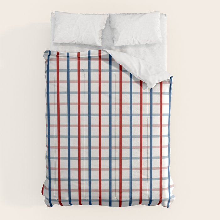 Blue Red Tattersall Plaid Pattern Comforter Gallery Image 1