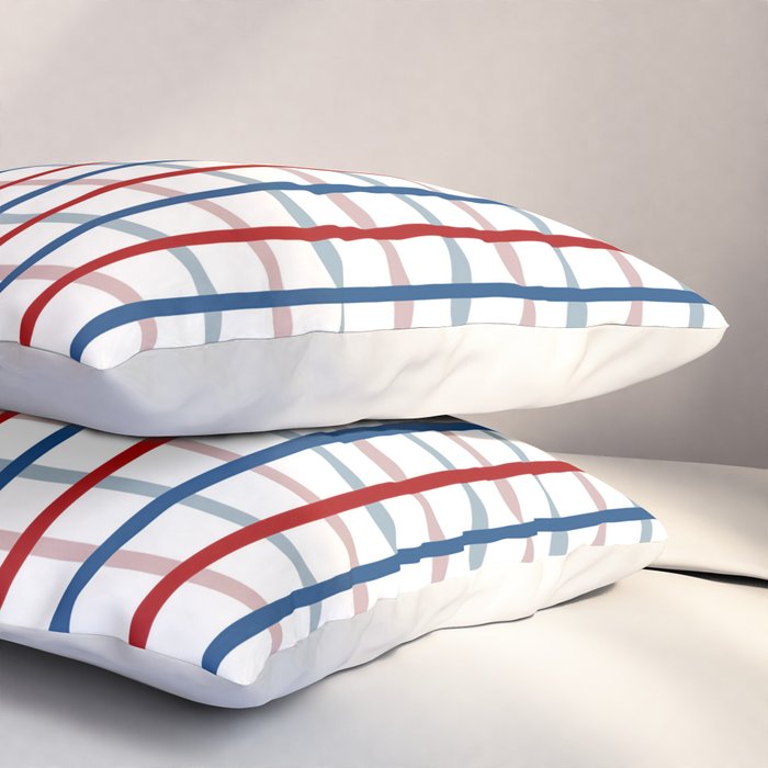 Blue Red Tattersall Plaid Pattern Pillow Sham Gallery Image 3