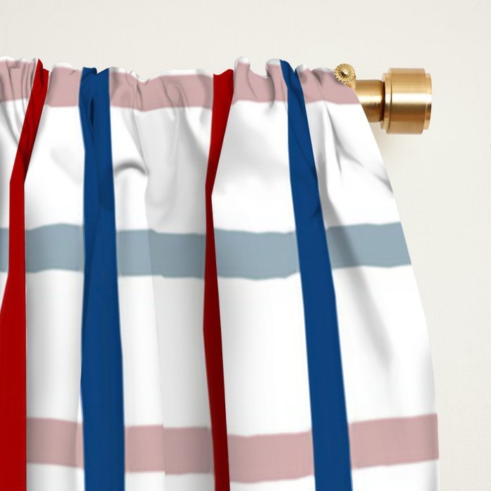 Blue Red Tattersall Plaid Pattern Window Curtain Gallery Image 2