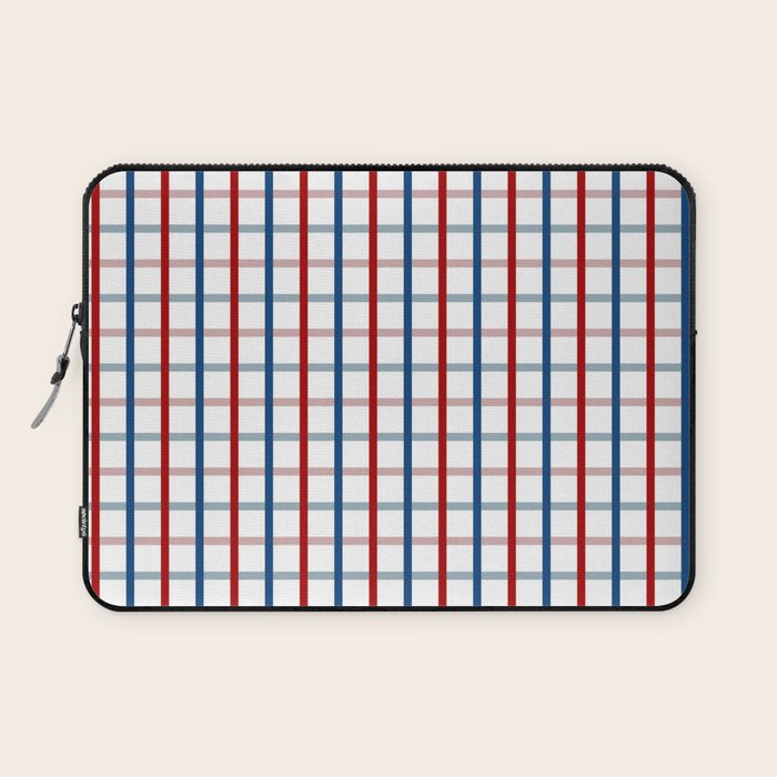 Blue Red Tattersall Plaid Pattern Laptop Sleeve Gallery Image 1