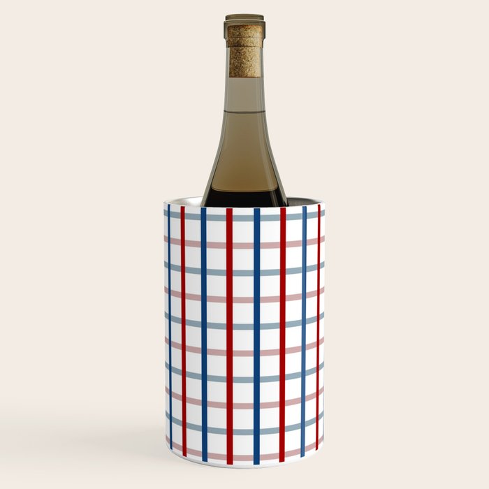 Blue Red Tattersall Plaid Pattern Wine Chiller Gallery Image 1