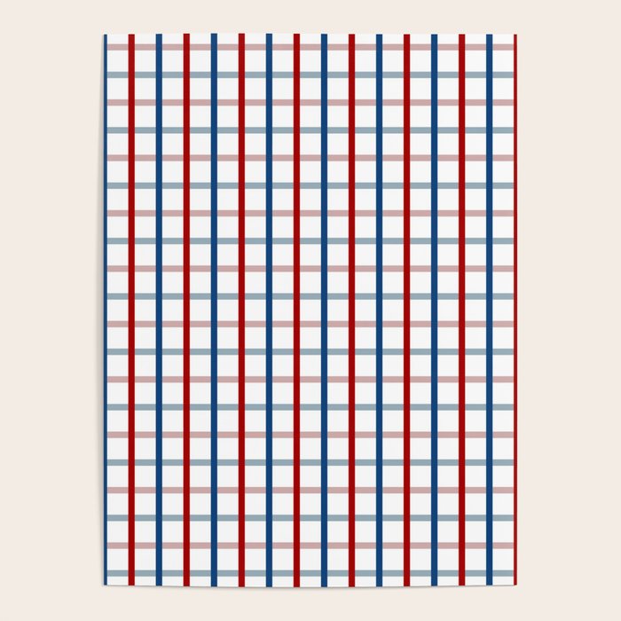 Blue Red Tattersall Plaid Pattern Poster Gallery Image 4