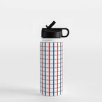 Blue Red Tattersall Plaid Pattern Water Bottle Gallery Image 1