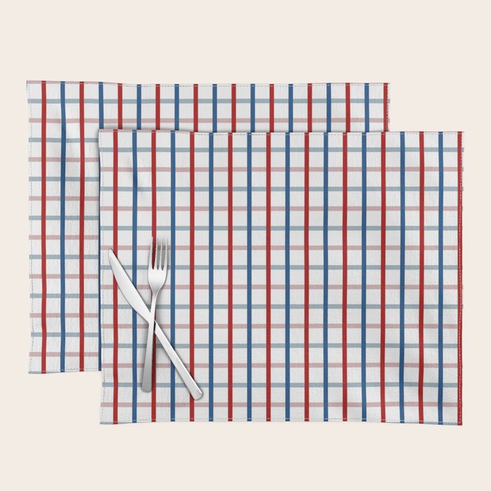 Blue Red Tattersall Plaid Pattern Placemat Gallery Image 1