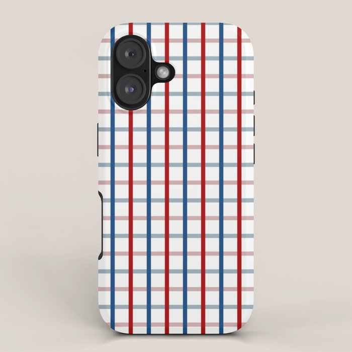 Blue Red Tattersall Plaid Pattern iPhone Case Gallery Image 1