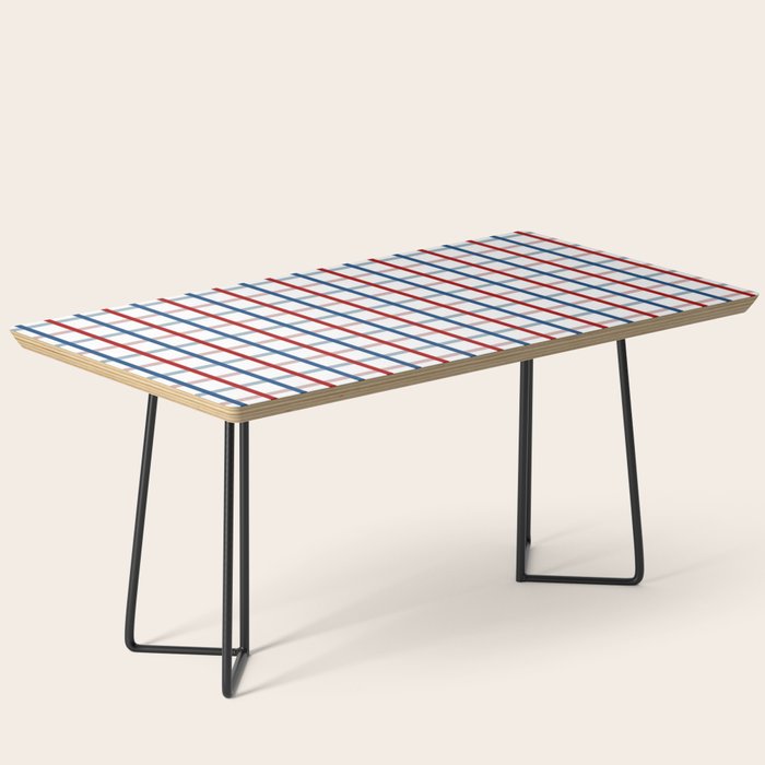 Blue Red Tattersall Plaid Pattern Coffee Table Gallery Image 1