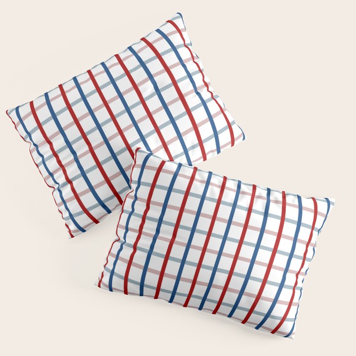 Blue Red Tattersall Plaid Pattern Pillow Sham Gallery Image 3