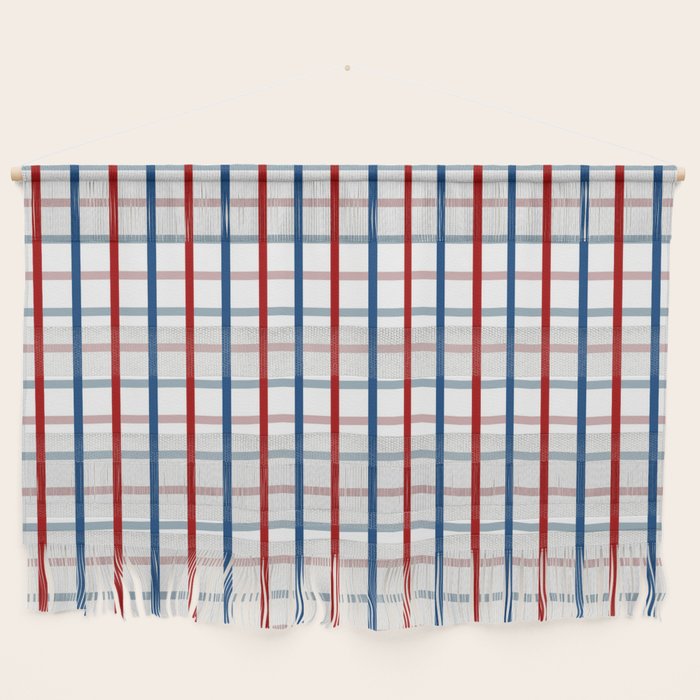 Blue Red Tattersall Plaid Pattern Wall Hanging Gallery Image 1