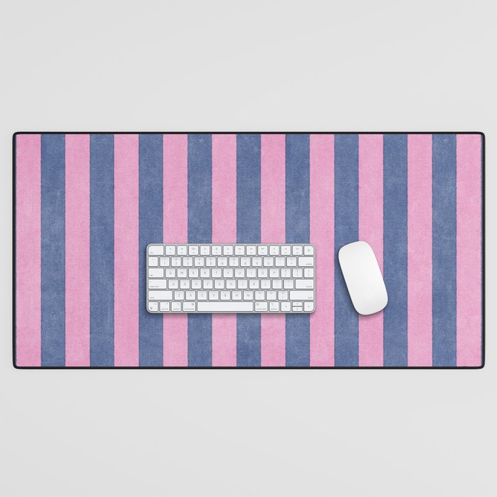 STRIPES - 005 - pink and blue Desk Mat Gallery Image 1