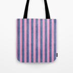 STRIPES - 005 - pink and blue Tote Bag Gallery Image 1
