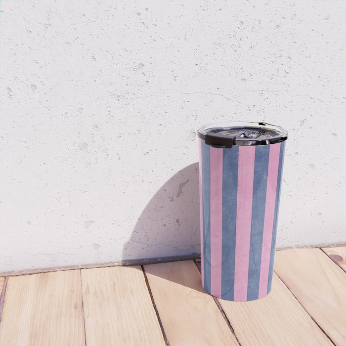 STRIPES - 005 - pink and blue Travel Mug Gallery Image 4