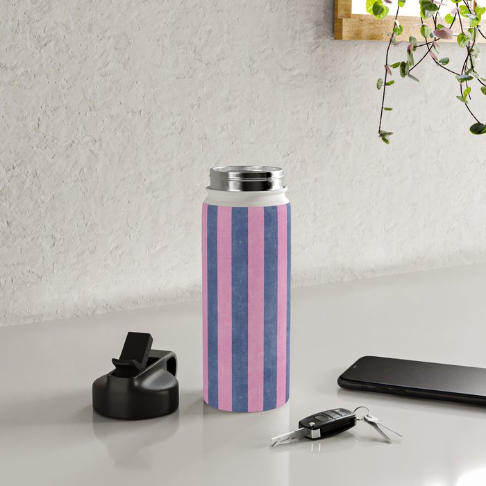 STRIPES - 005 - pink and blue Water Bottle Gallery Image 4